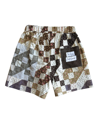THE QUILTED BOXER SHORT - BROWN CHECKERBOARD