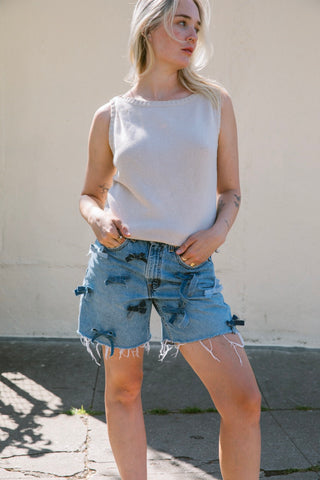 DENIM BOW SHORTS