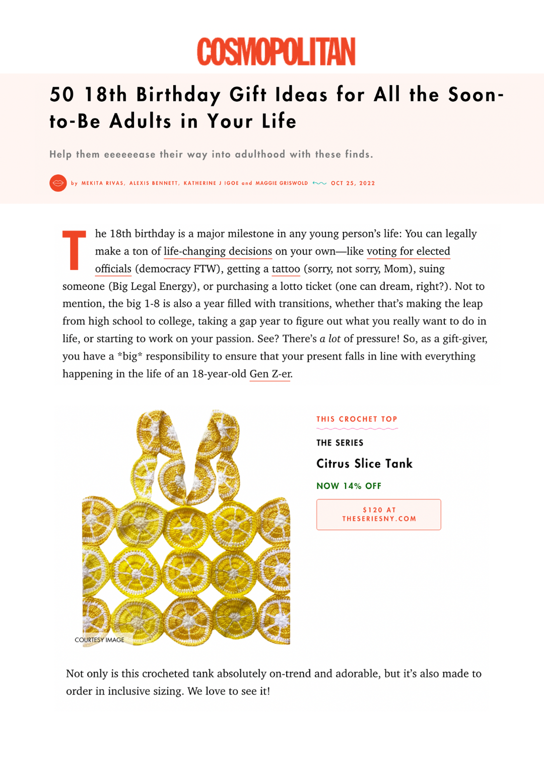 COSMOPOLITAN | 50 18th Birthday Gift Ideas for All the Soon-to-Be Adults in Your Life