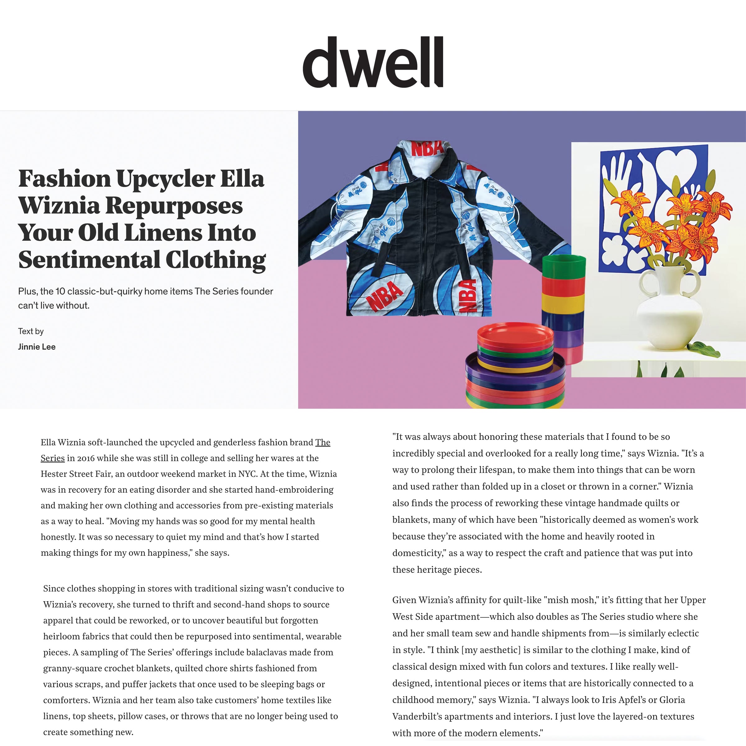 dwell | Fashion Upcycler Ella Wiznia Repurposes Linens Into Sentimental Clothing