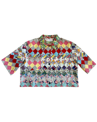 THE CROPPED SHORT SLEEVED CHORE SHIRT - TROPICAL POSTAGE STAMP