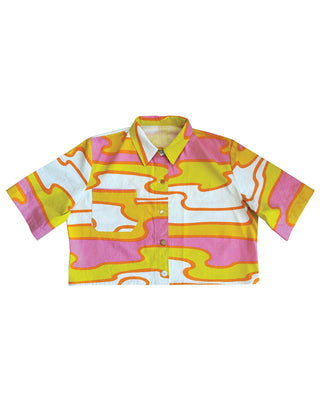 THE CROPPED SHORT SLEEVED CHORE SHIRT - RETRO YELLOW